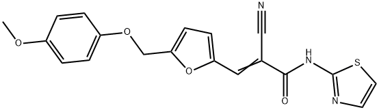 (E)-2-cyano-3-[5-[(4-methoxyphenoxy)methyl]furan-2-yl]-N-(1,3-thiazol-2-yl)prop-2-enamide Structure