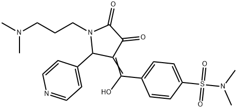 (E)-[1-[3-(dimethylazaniumyl)propyl]-4,5-dioxo-2-pyridin-4-ylpyrrolidin-3-ylidene]-[4-(dimethylsulfamoyl)phenyl]methanolate Structure