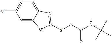 N-tert-butyl-2-[(6-chloro-1,3-benzoxazol-2-yl)sulfanyl]acetamide Structure