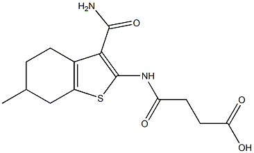 4-[(3-carbamoyl-6-methyl-4,5,6,7-tetrahydro-1-benzothiophen-2-yl)amino]-4-oxobutanoic acid,,结构式