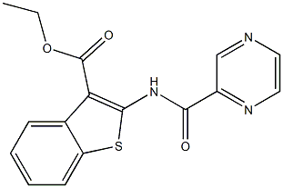 ethyl 2-(pyrazine-2-carbonylamino)-1-benzothiophene-3-carboxylate,,结构式