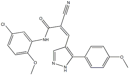 (Z)-N-(5-chloro-2-methoxyphenyl)-2-cyano-3-[5-(4-methoxyphenyl)-1H-pyrazol-4-yl]prop-2-enamide Structure