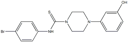 N-(4-bromophenyl)-4-(3-hydroxyphenyl)piperazine-1-carbothioamide,,结构式