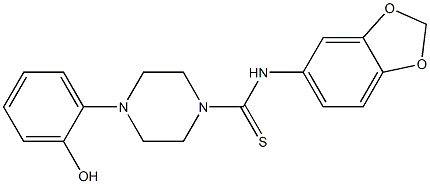 N-(1,3-benzodioxol-5-yl)-4-(2-hydroxyphenyl)piperazine-1-carbothioamide,,结构式
