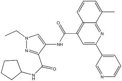 N-[3-(cyclopentylcarbamoyl)-1-ethylpyrazol-4-yl]-8-methyl-2-pyridin-3-ylquinoline-4-carboxamide Structure
