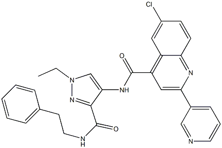 6-chloro-N-[1-ethyl-3-(2-phenylethylcarbamoyl)pyrazol-4-yl]-2-pyridin-3-ylquinoline-4-carboxamide