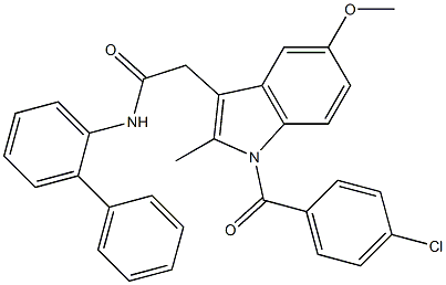 2-[1-(4-chlorobenzoyl)-5-methoxy-2-methylindol-3-yl]-N-(2-phenylphenyl)acetamide Struktur
