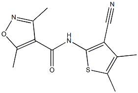 N-(3-cyano-4,5-dimethylthiophen-2-yl)-3,5-dimethyl-1,2-oxazole-4-carboxamide,,结构式