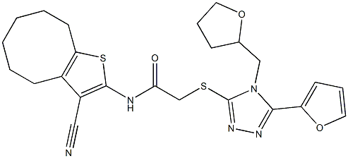 N-(3-cyano-4,5,6,7,8,9-hexahydrocycloocta[b]thiophen-2-yl)-2-[[5-(furan-2-yl)-4-(oxolan-2-ylmethyl)-1,2,4-triazol-3-yl]sulfanyl]acetamide