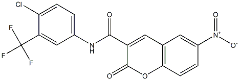 N-[4-chloro-3-(trifluoromethyl)phenyl]-6-nitro-2-oxochromene-3-carboxamide,,结构式