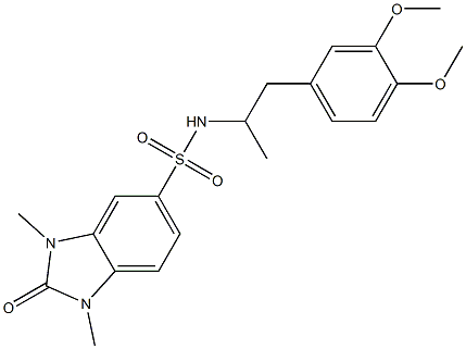 N-[1-(3,4-dimethoxyphenyl)propan-2-yl]-1,3-dimethyl-2-oxobenzimidazole-5-sulfonamide,,结构式