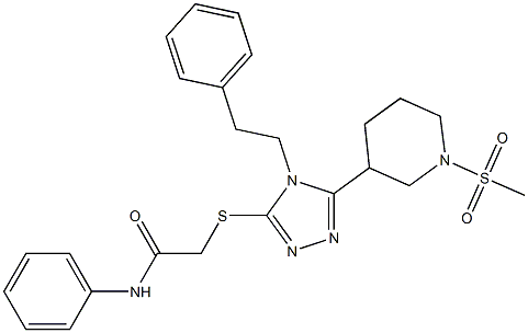 2-[[5-(1-methylsulfonylpiperidin-3-yl)-4-(2-phenylethyl)-1,2,4-triazol-3-yl]sulfanyl]-N-phenylacetamide Structure