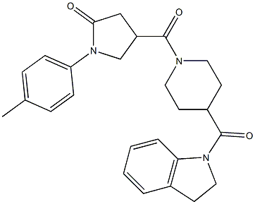 4-[4-(2,3-dihydroindole-1-carbonyl)piperidine-1-carbonyl]-1-(4-methylphenyl)pyrrolidin-2-one Structure