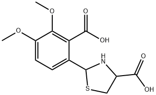 2-(2-carboxy-3,4-dimethoxyphenyl)-1,3-thiazolidine-4-carboxylic acid Struktur