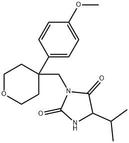 3-[[4-(4-methoxyphenyl)oxan-4-yl]methyl]-5-propan-2-ylimidazolidine-2,4-dione,1009785-33-4,结构式