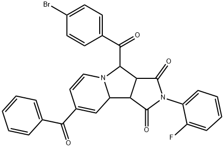 8-benzoyl-4-(4-bromobenzoyl)-2-(2-fluorophenyl)-3a,4,9a,9b-tetrahydropyrrolo[3,4-a]indolizine-1,3-dione Structure
