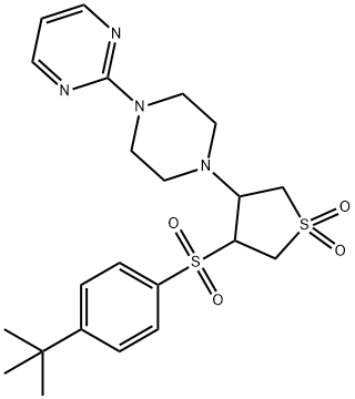 3-(4-tert-butylphenyl)sulfonyl-4-(4-pyrimidin-2-ylpiperazin-1-yl)thiolane 1,1-dioxide Structure