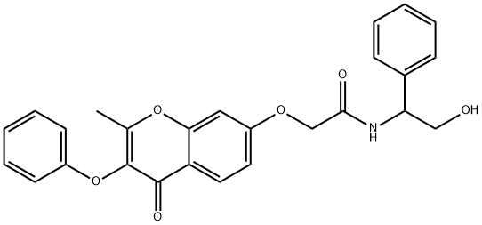 N-(2-hydroxy-1-phenylethyl)-2-(2-methyl-4-oxo-3-phenoxychromen-7-yl)oxyacetamide Structure