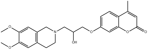 7-[3-(6,7-dimethoxy-3,4-dihydro-1H-isoquinolin-2-yl)-2-hydroxypropoxy]-4-methylchromen-2-one Structure