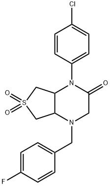 4-(4-chlorophenyl)-1-[(4-fluorophenyl)methyl]-6,6-dioxo-4a,5,7,7a-tetrahydro-2H-thieno[3,4-b]pyrazin-3-one Structure