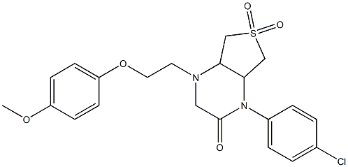 4-(4-chlorophenyl)-1-[2-(4-methoxyphenoxy)ethyl]-6,6-dioxo-4a,5,7,7a-tetrahydro-2H-thieno[3,4-b]pyrazin-3-one Struktur