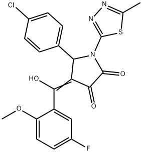 (4E)-5-(4-chlorophenyl)-4-[(5-fluoro-2-methoxyphenyl)-hydroxymethylidene]-1-(5-methyl-1,3,4-thiadiazol-2-yl)pyrrolidine-2,3-dione Structure