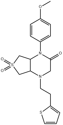 4-(4-methoxyphenyl)-6,6-dioxo-1-(2-thiophen-2-ylethyl)-4a,5,7,7a-tetrahydro-2H-thieno[3,4-b]pyrazin-3-one Structure