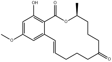(2E,11S)-15-hydroxy-17-methoxy-11-methyl-12-oxabicyclo[12.4.0]octadeca-1(18),2,14,16-tetraene-7,13-dione 化学構造式