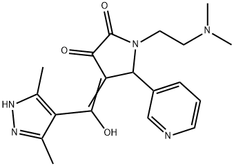 (4E)-1-[2-(dimethylamino)ethyl]-4-[(3,5-dimethyl-1H-pyrazol-4-yl)-hydroxymethylidene]-5-pyridin-3-ylpyrrolidine-2,3-dione Struktur