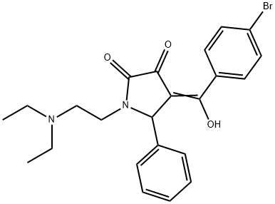 (E)-(4-bromophenyl)-[1-[2-(diethylazaniumyl)ethyl]-4,5-dioxo-2-phenylpyrrolidin-3-ylidene]methanolate Structure