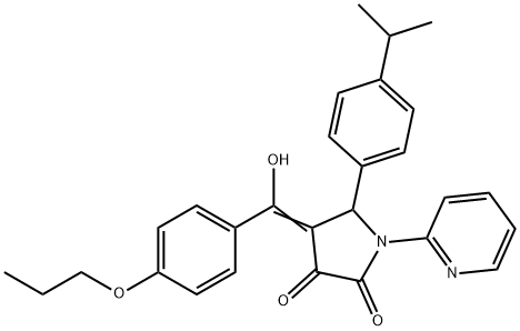 (4E)-4-[hydroxy-(4-propoxyphenyl)methylidene]-5-(4-propan-2-ylphenyl)-1-pyridin-2-ylpyrrolidine-2,3-dione Structure