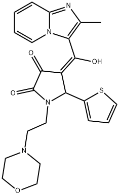(E)-(2-methylimidazo[1,2-a]pyridin-3-yl)-[1-(2-morpholin-4-ium-4-ylethyl)-4,5-dioxo-2-thiophen-2-ylpyrrolidin-3-ylidene]methanolate Structure