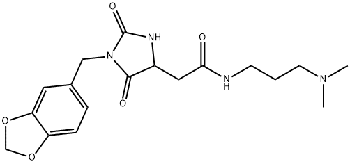 2-[1-(1,3-benzodioxol-5-ylmethyl)-2,5-dioxoimidazolidin-4-yl]-N-[3-(dimethylamino)propyl]acetamide Structure
