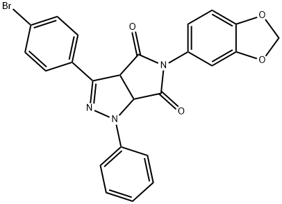 5-(1,3-benzodioxol-5-yl)-3-(4-bromophenyl)-1-phenyl-3a,6a-dihydropyrrolo[3,4-c]pyrazole-4,6-dione Structure