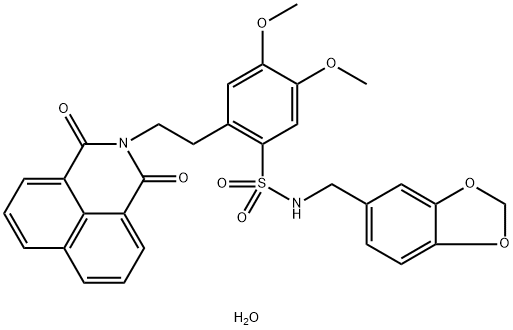 N-(1,3-benzodioxol-5-ylmethyl)-2-[2-(1,3-dioxobenzo[de]isoquinolin-2-yl)ethyl]-4,5-dimethoxybenzenesulfonamide hydrate Structure