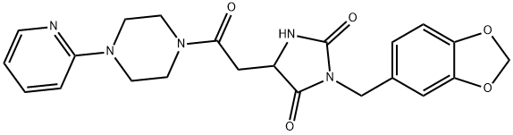 3-(1,3-benzodioxol-5-ylmethyl)-5-[2-oxo-2-(4-pyridin-2-ylpiperazin-1-yl)ethyl]imidazolidine-2,4-dione Structure