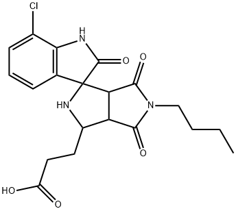 3-(5-butyl-7'-chloro-2',4,6-trioxospiro[1,2,3a,6a-tetrahydropyrrolo[3,4-c]pyrrole-3,3'-1H-indole]-1-yl)propanoic acid Struktur