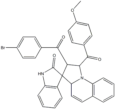 2'-(4-bromobenzoyl)-1'-(4-methoxybenzoyl)spiro[1H-indole-3,3'-2,3a-dihydro-1H-pyrrolo[1,2-a]quinoline]-2-one Structure