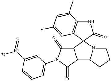 5,7-dimethyl-2'-(3-nitrophenyl)spiro[1H-indole-3,4'-3a,6,7,8,8a,8b-hexahydropyrrolo[3,4-a]pyrrolizine]-1',2,3'-trione Structure