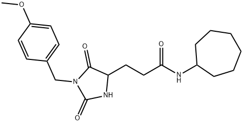 N-cycloheptyl-3-[1-[(4-methoxyphenyl)methyl]-2,5-dioxoimidazolidin-4-yl]propanamide Structure