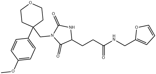 N-(furan-2-ylmethyl)-3-[1-[[4-(4-methoxyphenyl)oxan-4-yl]methyl]-2,5-dioxoimidazolidin-4-yl]propanamide Structure
