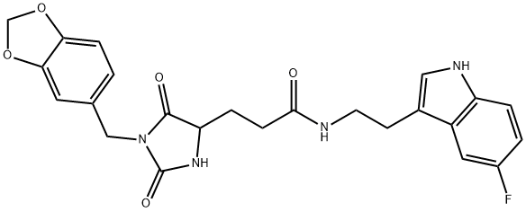 3-[1-(1,3-benzodioxol-5-ylmethyl)-2,5-dioxoimidazolidin-4-yl]-N-[2-(5-fluoro-1H-indol-3-yl)ethyl]propanamide Structure
