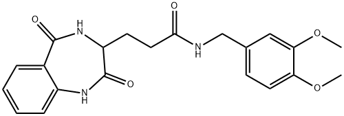 N-[(3,4-dimethoxyphenyl)methyl]-3-(2,5-dioxo-3,4-dihydro-1H-1,4-benzodiazepin-3-yl)propanamide 化学構造式