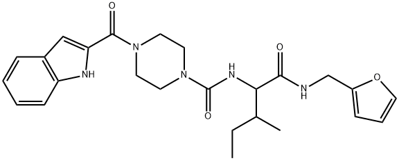 N-[1-(furan-2-ylmethylamino)-3-methyl-1-oxopentan-2-yl]-4-(1H-indole-2-carbonyl)piperazine-1-carboxamide Structure