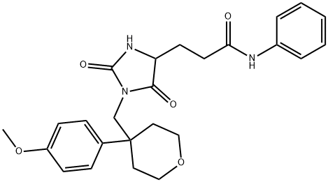 3-[1-[[4-(4-methoxyphenyl)oxan-4-yl]methyl]-2,5-dioxoimidazolidin-4-yl]-N-phenylpropanamide Structure