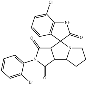 2'-(2-bromophenyl)-7-chlorospiro[1H-indole-3,4'-3a,6,7,8,8a,8b-hexahydropyrrolo[3,4-a]pyrrolizine]-1',2,3'-trione Struktur