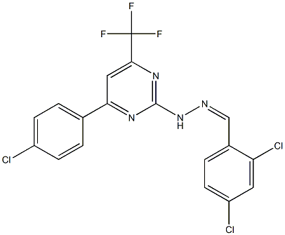 4-(4-chlorophenyl)-N-[(Z)-(2,4-dichlorophenyl)methylideneamino]-6-(trifluoromethyl)pyrimidin-2-amine Struktur