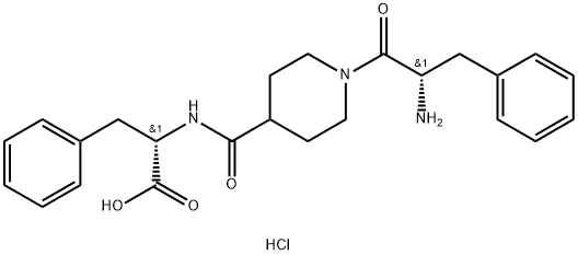 (2S)-2-[[1-[(2S)-2-amino-3-phenylpropanoyl]piperidine-4-carbonyl]amino]-3-phenylpropanoic acid hydrochloride Structure