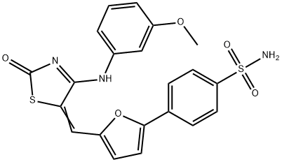 4-[5-[(E)-[4-(3-methoxyanilino)-2-oxo-1,3-thiazol-5-ylidene]methyl]furan-2-yl]benzenesulfonamide Struktur