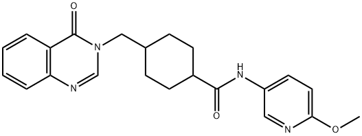 N-(6-methoxypyridin-3-yl)-4-[(4-oxoquinazolin-3-yl)methyl]cyclohexane-1-carboxamide Struktur